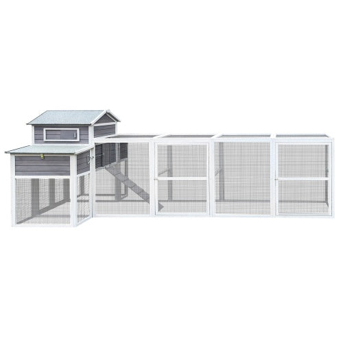 Chicken Coop Extra Large Chicken Coop, Outdoor Wooden Chicken Coop Black Anti Rust Wire Poultry Coop With 2 Nest Boxes, 5 Perches