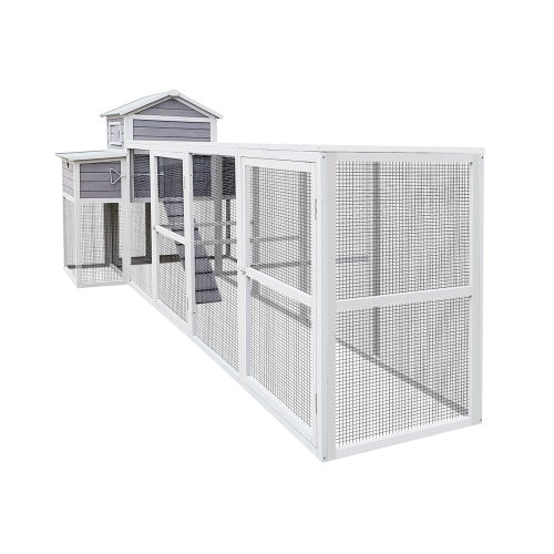 Chicken Coop Extra Large Chicken Coop, Outdoor Wooden Chicken Coop Black Anti Rust Wire Poultry Coop With 2 Nest Boxes, 5 Perches