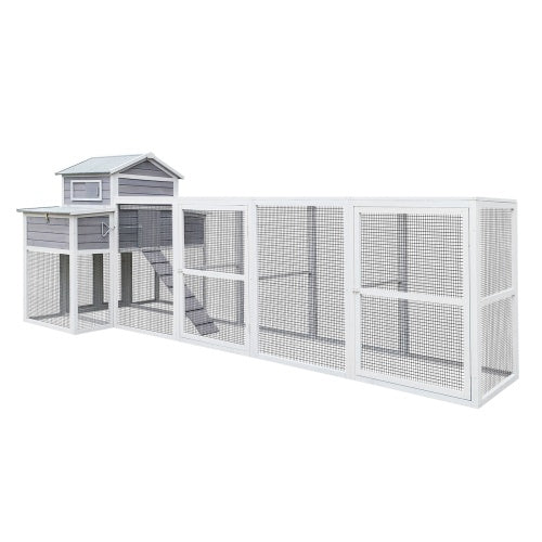 Chicken Coop Extra Large Chicken Coop, Outdoor Wooden Chicken Coop Black Anti Rust Wire Poultry Coop With 2 Nest Boxes, 5 Perches