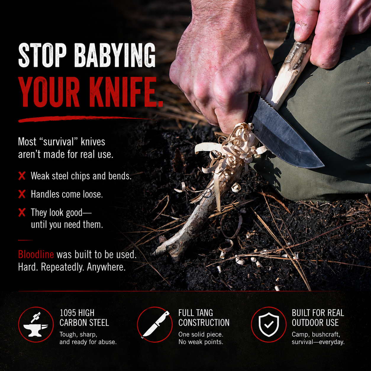The Bloodline™ | 1095 Carbon Steel Bushcraft Knife