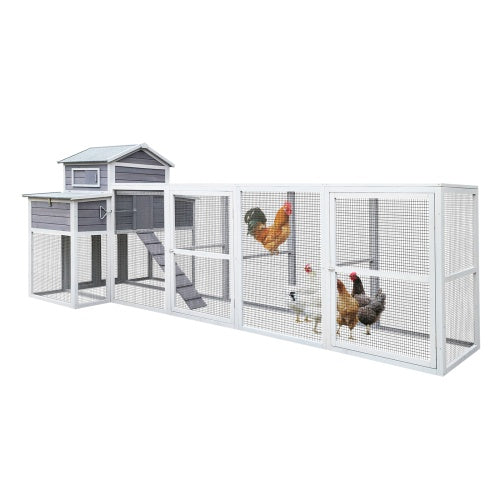 Chicken Coop Extra Large Chicken Coop, Outdoor Wooden Chicken Coop Black Anti Rust Wire Poultry Coop With 2 Nest Boxes, 5 Perches